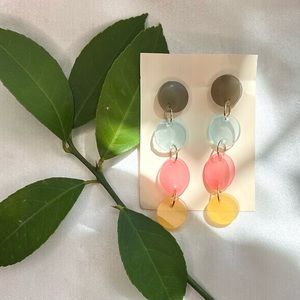 Rainbow Resin Drop Earrings